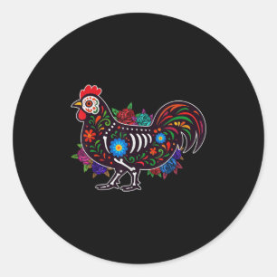 Suiker Skull Kip Dia De Muertos Halloween Dag O Ronde Sticker