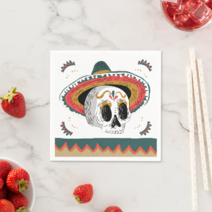 Suiker Skull met Sombrero Halloween Servet
