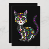 Suiker Skull Mexicaanse Kat Halloween Dag Van De D Kaart (Voorkant / Achterkant)