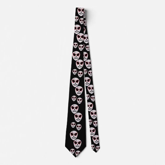 Suiker Skull Patroon Halloween Zwart  Stropdas (Voorkant)