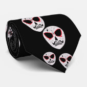 Suiker Skull Patroon Halloween Zwart  Stropdas (Opgerold)