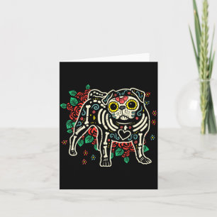 Suiker Skull Pug Dia De Los Muertos Halloween Hond Kaart