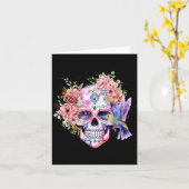 Suiker Skull Retro Bloem met Kolibrie Kaart (Gele Bloem)