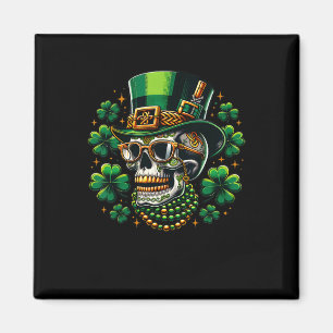 Suiker Skull Shamrock met Leprechaun Hoed St Pat Magneet