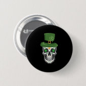 Suiker Skull St Patrick Dag Leprechaun Shamrock Ronde Button 5,7 Cm (Voorkant /achterkant)