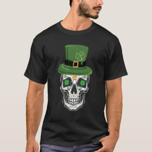 Suiker Skull St Patrick Dag Leprechaun Shamrock T-shirt