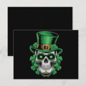 Suiker Skull St Patrick Dag Lucky Shamrock Briefkaart (Voorkant / Achterkant)