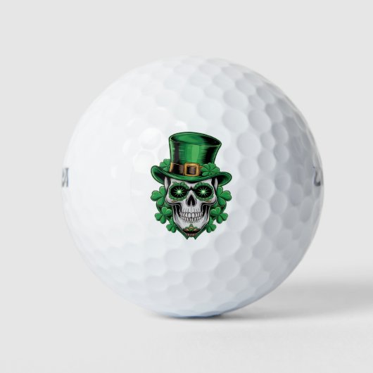 Suiker Skull St Patrick Dag Lucky Shamrock Golfballen (Voorkant)