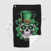 Suiker Skull St Patrick Dag Lucky Shamrock  Golfhanddoek (Insitu)