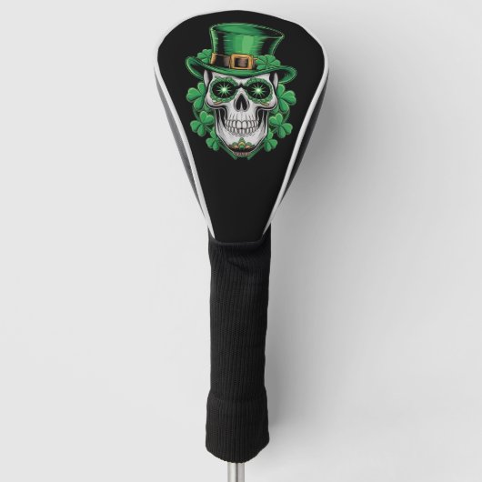 Suiker Skull St Patrick Dag Lucky Shamrock Golfheadcover (Voorkant)