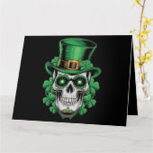Suiker Skull St Patrick Dag Lucky Shamrock Kaart (Gele Bloem)