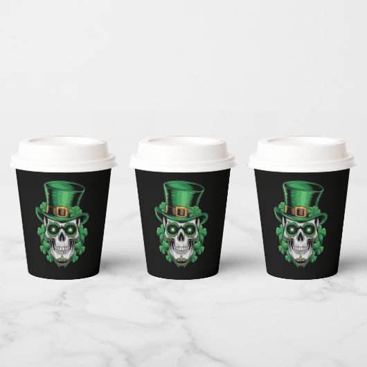 Suiker Skull St Patrick Dag Lucky Shamrock  Papieren Bekers (Multi)