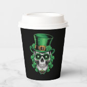 Suiker Skull St Patrick Dag Lucky Shamrock  Papieren Bekers (Voorkant)