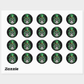 Suiker Skull St Patrick Dag Lucky Shamrock Ronde Sticker (Vel)
