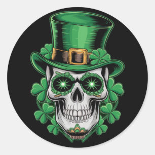 Suiker Skull St Patrick Dag Lucky Shamrock  Ronde Sticker
