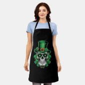 Suiker Skull St Patrick Dag Lucky Shamrock  Schort (Gedragen)