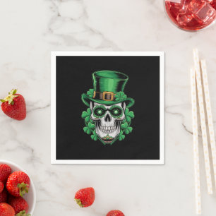 Suiker Skull St Patrick Dag Lucky Shamrock  Servet