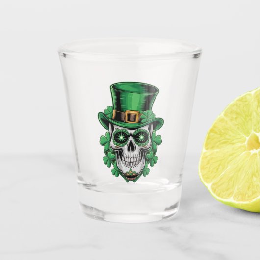 Suiker Skull St Patrick Dag Lucky Shamrock Shot Glas (Voorkant)