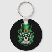 Suiker Skull St Patrick Dag Lucky Shamrock  Sleutelhanger (Voorkant)