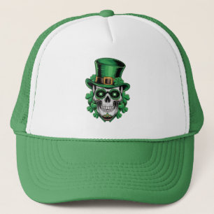 Suiker Skull St Patrick Dag Lucky Shamrock Trucker Pet