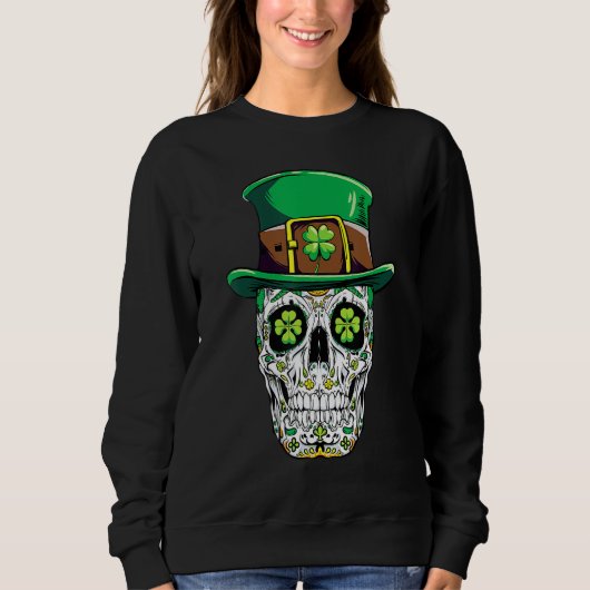 Suiker Skull St Patricks Dag Van De Doden Vrouwen Trui (Voorkant)