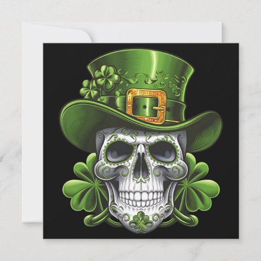 Suiker Skull St. Patrick's Day Klaver Kaart (Voorkant)