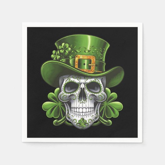 Suiker Skull St. Patrick's Day Klaver Servet (Voorkant)