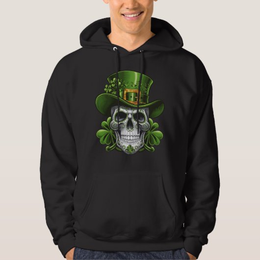 Suiker Skull St Patrick's Day Klavertje vier Hoodie (Voorkant)