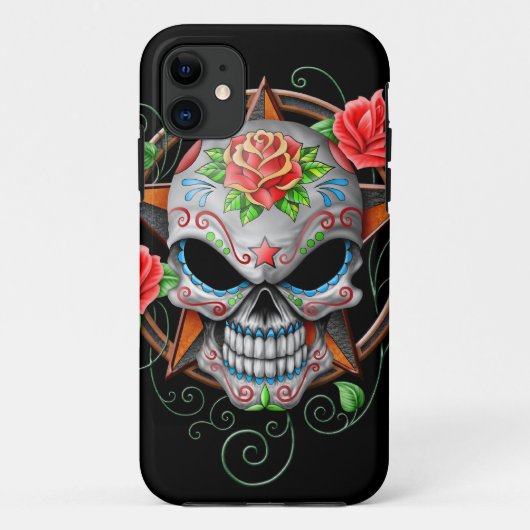 Suiker Skull Star, zwart Case-Mate iPhone Case (Achterkant)