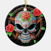 Suiker Skull Star, zwart Keramisch Ornament (Voorkant)