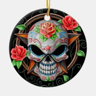 Suiker Skull Star, zwart Keramisch Ornament