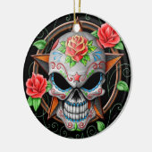 Suiker Skull Star, zwart Keramisch Ornament (Links)