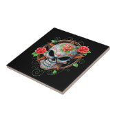 Suiker Skull Star, zwart Tegeltje (Zijkant)