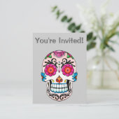 Suiker Skull - Tatoeage Kunst Uitnodiging Briefkaart (Staand voorkant)