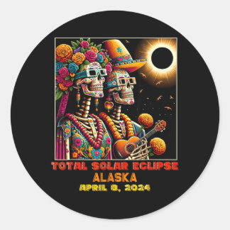 Suiker Skull Totale Zonsverduistering Alaska AK Ronde Sticker