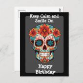 Suiker Skull Verjaardagswens Briefkaart (Voorkant / Achterkant)