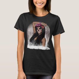 Suiker Skull Visie Paarse Ogen onder Volle Maan T-shirt