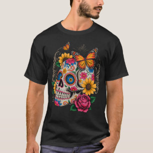 Suiker Skull Vlinder Dag Van Doden Halloween Dia D T-shirt