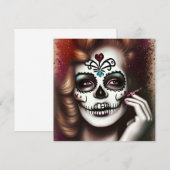 Suiker Skull Vrouw Donkere Grunge Gotische Stea Notitiekaartje (Voorkant / Achterkant)