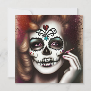 Suiker Skull Vrouw Donkere Grunge Gotische Stoom Notitiekaartje