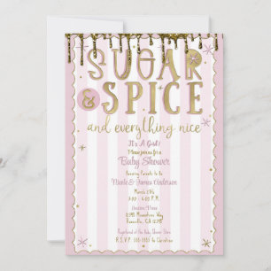 SUIKER & SPECERIJEN Gouden Glitter Dip Roze Baby S Kaart