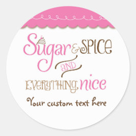 Suiker & Specerijen Typografie Baby Shower Feest S Ronde Sticker
