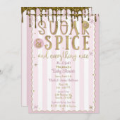SUIKER & SPICE Gold Glitter Dip Roze Baby shower Kaart (Voorkant / Achterkant)