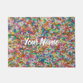 Suiker spint kleurrijke achtergrondcadeau deurmat