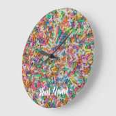 Suiker spint kleurrijke achtergrondcadeau grote klok (Hoek)