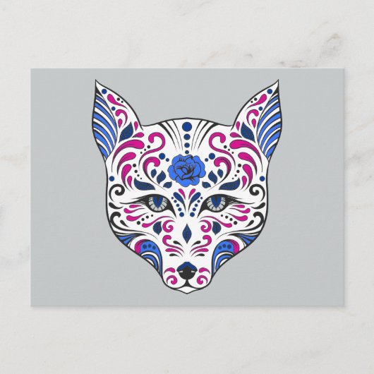 Suiker Wolf Head Blue Paars Briefkaart (Voorkant)