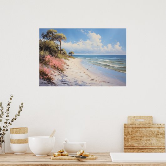 Suiker Zand Stranden van Boca Grande Olieverfschil Poster (Keuken)