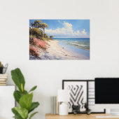 Suiker Zand Stranden van Boca Grande Olieverfschil Poster (Thuiskantoor)