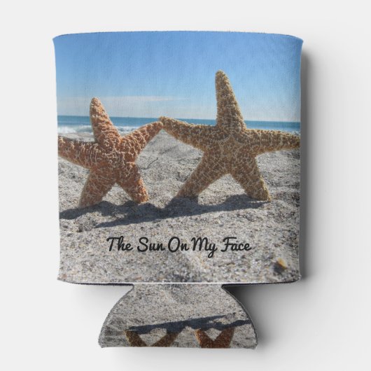 Suiker Zeester op het strand - gepersonaliseerd Blikjeskoeler (Achterkant)