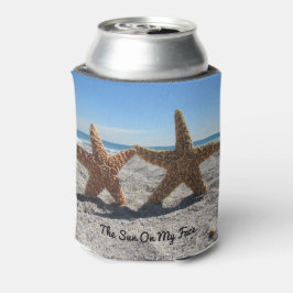 Suiker Zeester op het strand - gepersonaliseerd Blikjeskoeler